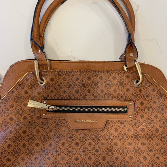 Big Buddha Dome Satchel Purse Walnut Brown Faux Leather Good Used Condition - Picture 4 of 13